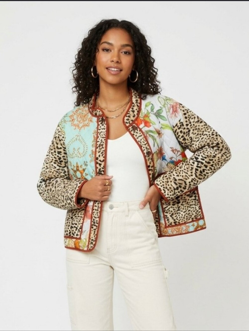 Johnny Was Liliana Quilted Patch Pocket Jacket Cottagecore Grandma M/L